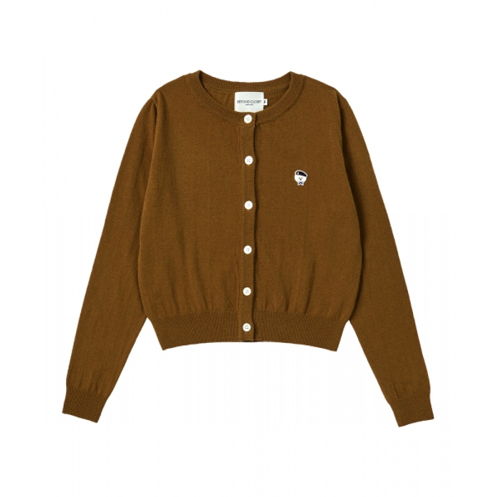 BEYOND CLOSET [レディースエディション] シグネチャーロゴカシミヤカーディガンブラウン