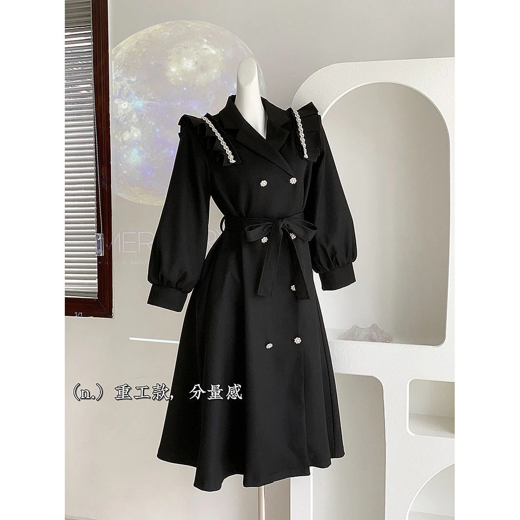 セットアップ涼しく楽ちんセットアップ2025春と秋の気質重業ドリル付きフリルパーカー女性収納ウエストスリムベルトワンピース