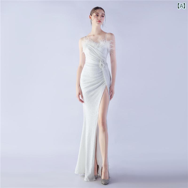 イブニングドレス ワンピース レディース ノースリーブ 背中ファスナー スリット マキシ マーメイド スパンコール キラキラ パーティー セクシー 花 きいサイズ 紫 紺 黒