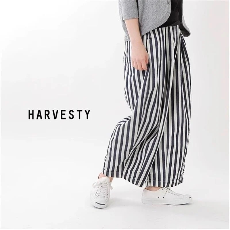 ハーベスティ HARVESTY サーカスパンツ ワイドパンツ バギーパンツ ガウチョパンツ ボトムス ジャージ カジュアル 男女兼用 縞物　ストライプ柄　春夏　総柄