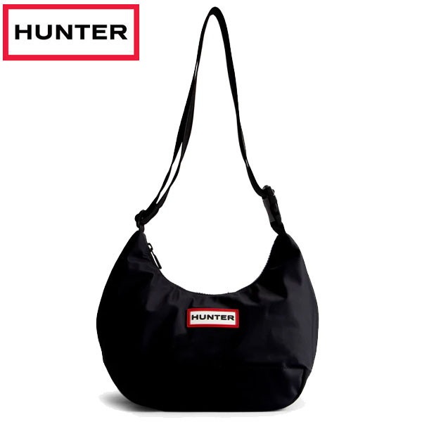 ハンター HUNTER ナイロン ミディ ホーボー ショルダーバッグ UBS3601KBM-BLK