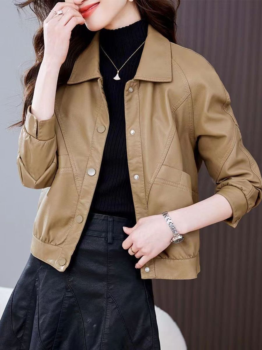 超安值ライダースジャケット短いセクションレザージャケットレディースジャケットバイクウェア人気ボアアウター秋アウター秋ジャケットショット丈トレンチコート気品アウターレディースス