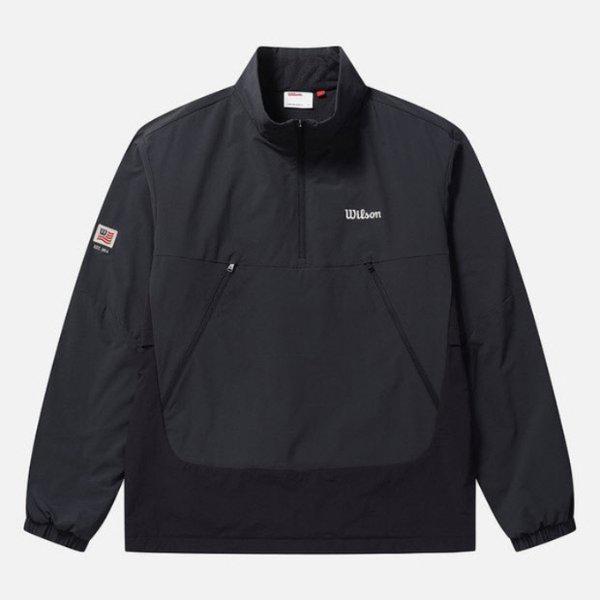 長袖Tシャツ VQA W243001GJA92-BLK オクタ裏地ウーブンハーフジップ