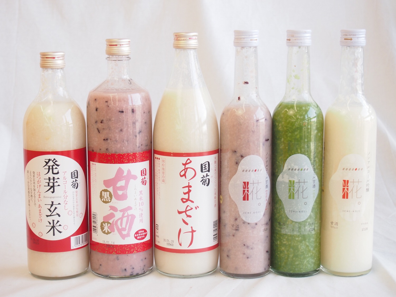 セレクト甘酒6本セット(国菊(福岡県)発芽玄米甘酒985g国菊(福岡県)甘酒黒米900ml国菊(福岡