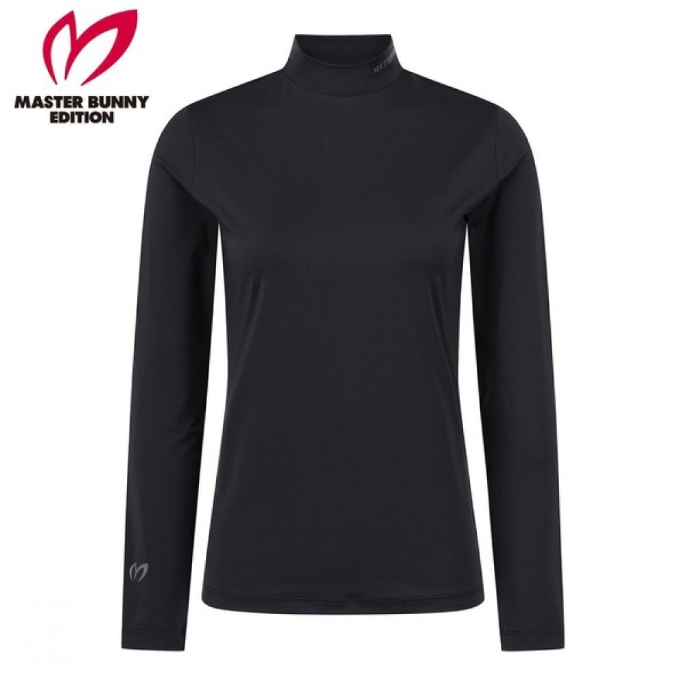 [マスターバニー] レディースロゴストレッチモックネック長袖Tシャツ