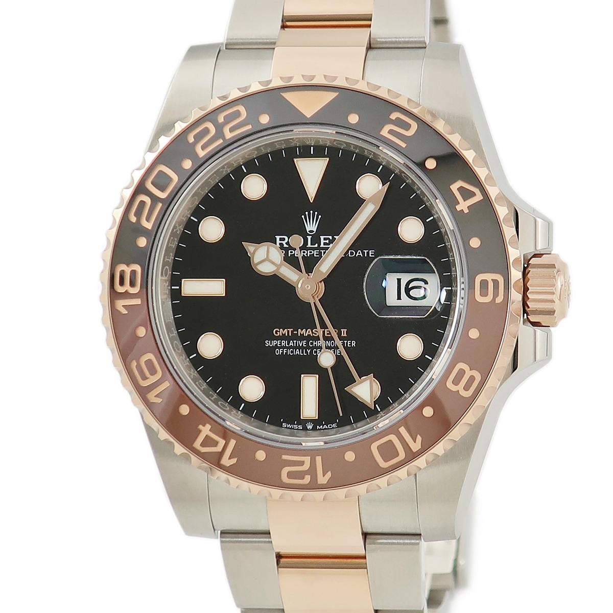 GMTマスター2 126711CHNR ランダム番 自動巻き メンズ ランダム番 K18RG×SS コンビ 黒　ルートビア カフェオレ 3年保証