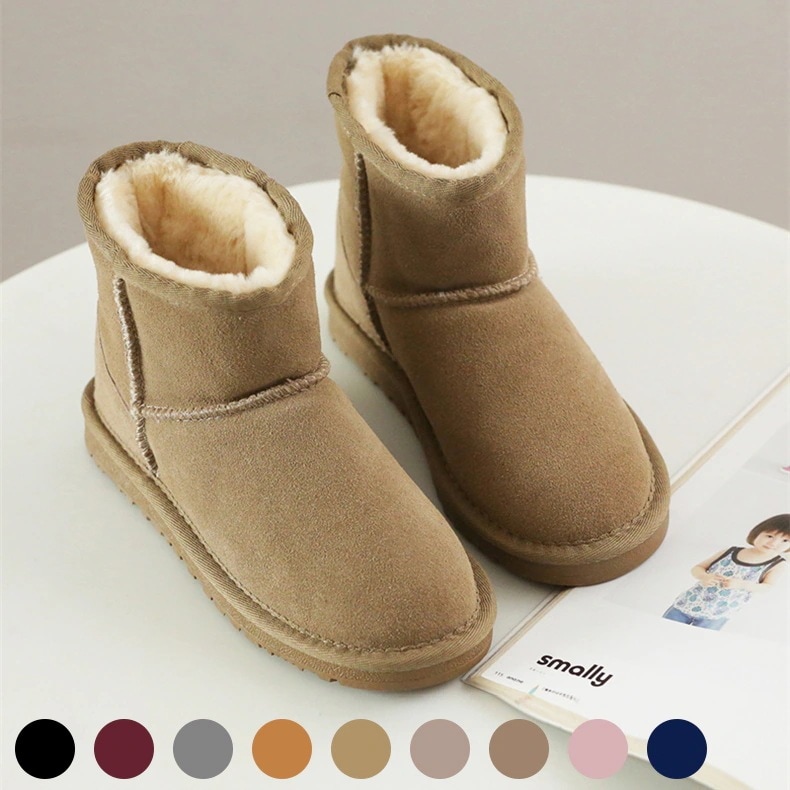 19 韓国 ブーツ 牛革+ウール スノーブーツ ショート大人気 ブーツ ムートンブーツ 厚くて暖かい 本革 裏起毛 長靴 ブーツ レディース 冬のブーツ 靴 厚底ブーツ 秋 冬 韓国ファッション
