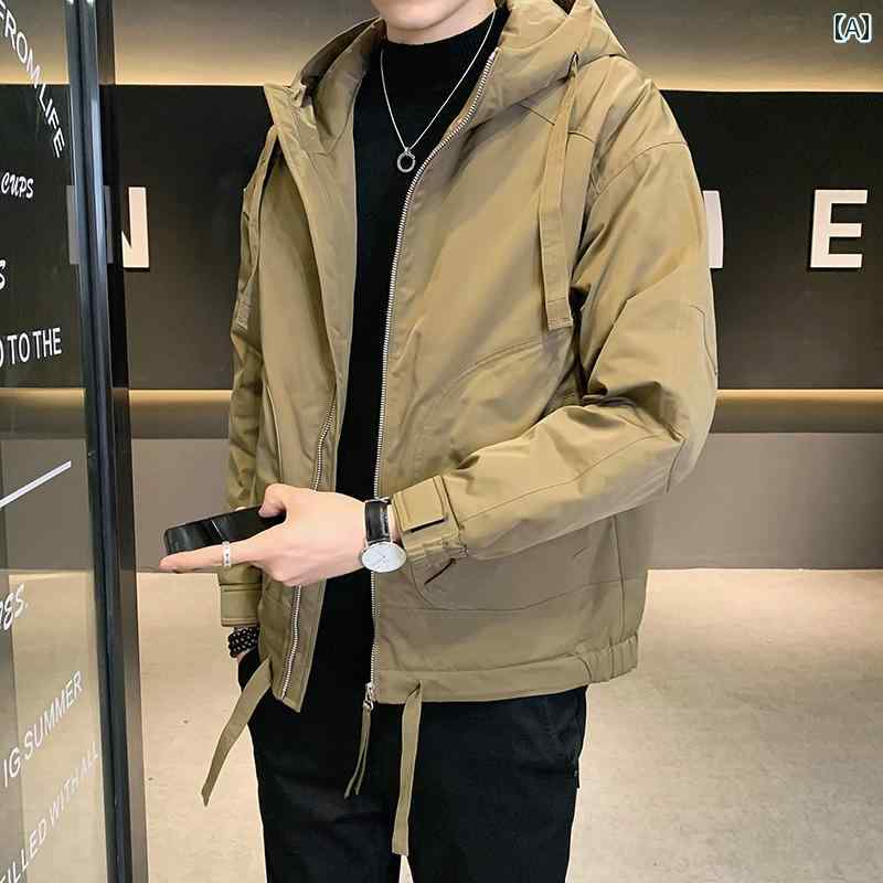メンズ ファッション ジャケット 春秋 フード ワークジャケット カジュアル 秋 トップス