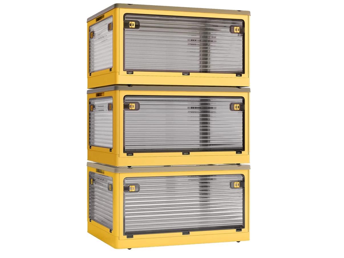 【3個セット】収納ボックス 折りたたみ蓋付き 積み重ね 全方向から取り出せる 収納ケース 衣類 布団 おもちゃ 小物 収納 折り畳み コンテナ ボックス 大型 プラスチック キャスター付き おしゃれ