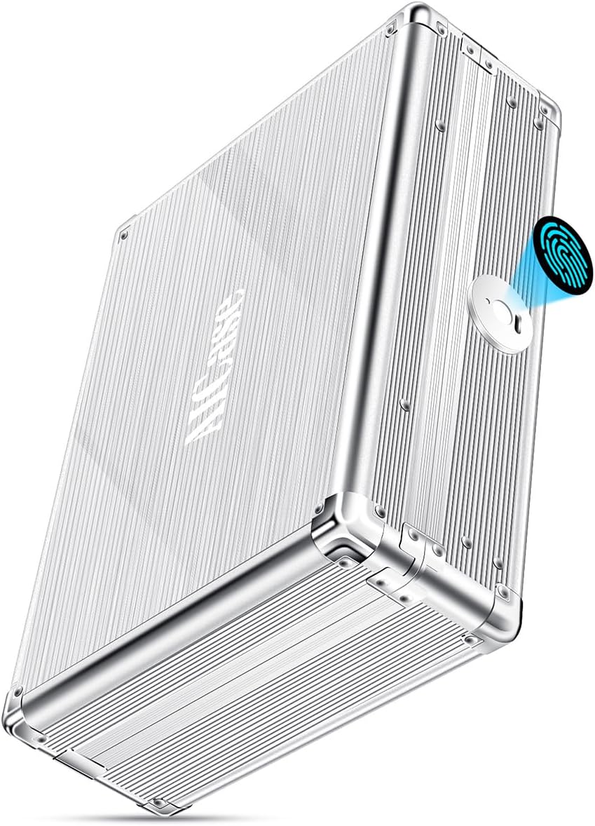 AICase 生体認証指紋保管ボックス現金ジュエリー金庫ピストル用銃金庫クイックアクセス充電式家庭用ベッドサイド車用