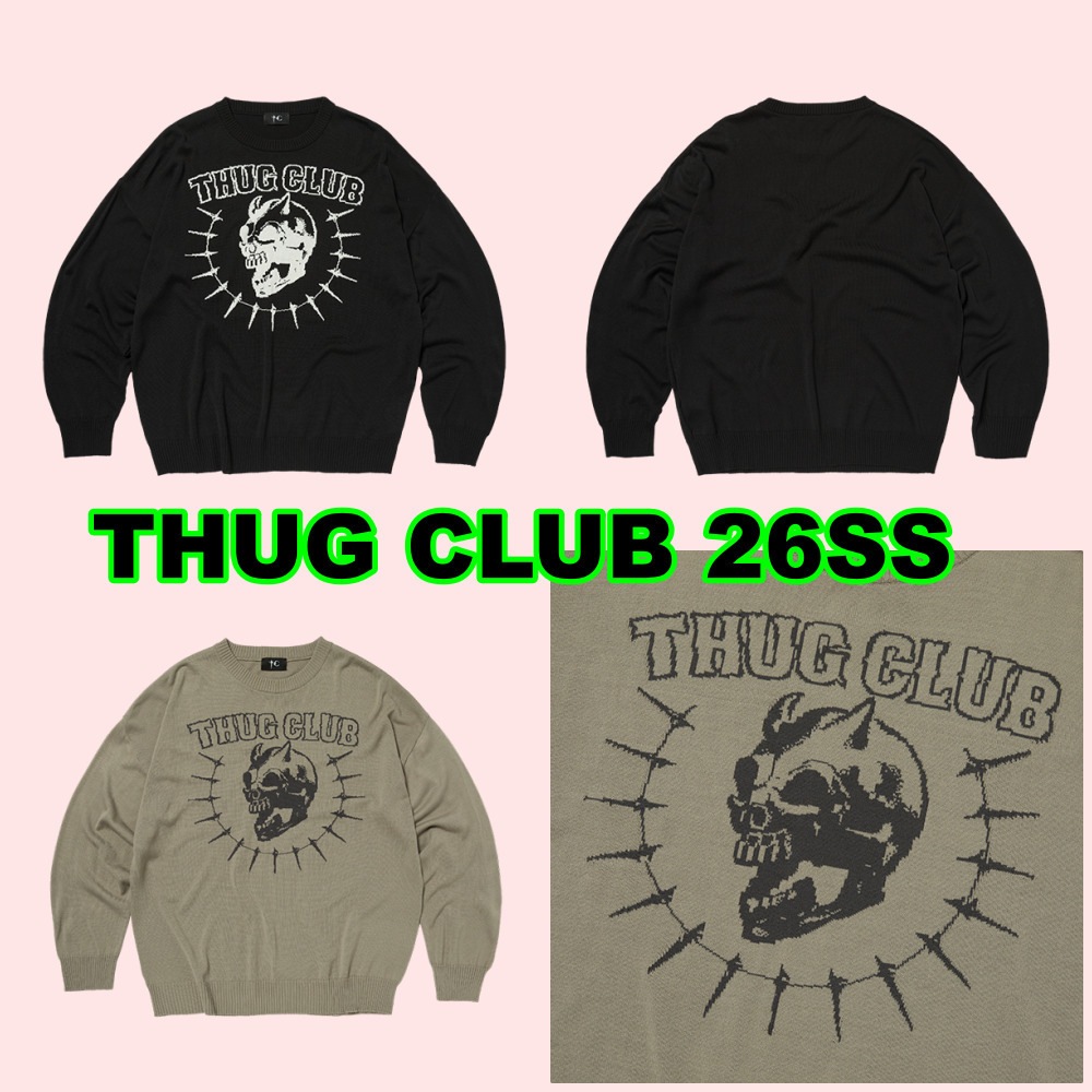 【Thug Club】26SS TC RIDING SKULL KNIT SWEATER