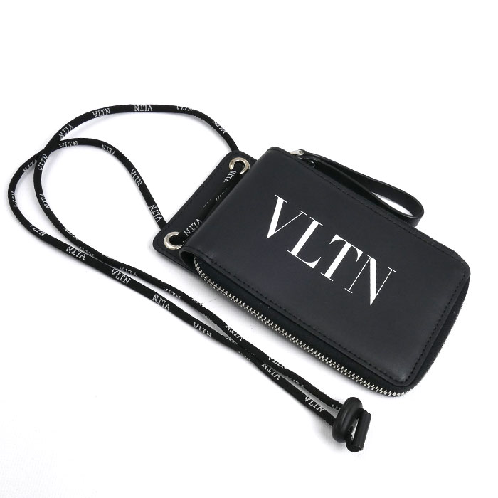 Valentino Garavani ヴァレンティノ・ガラヴァーニ VLTN ネックストラップ付ウォレット 二つ折り財布 ネックウォレット ブラック WY2P0P90LVN0NO ユニセックス 中古