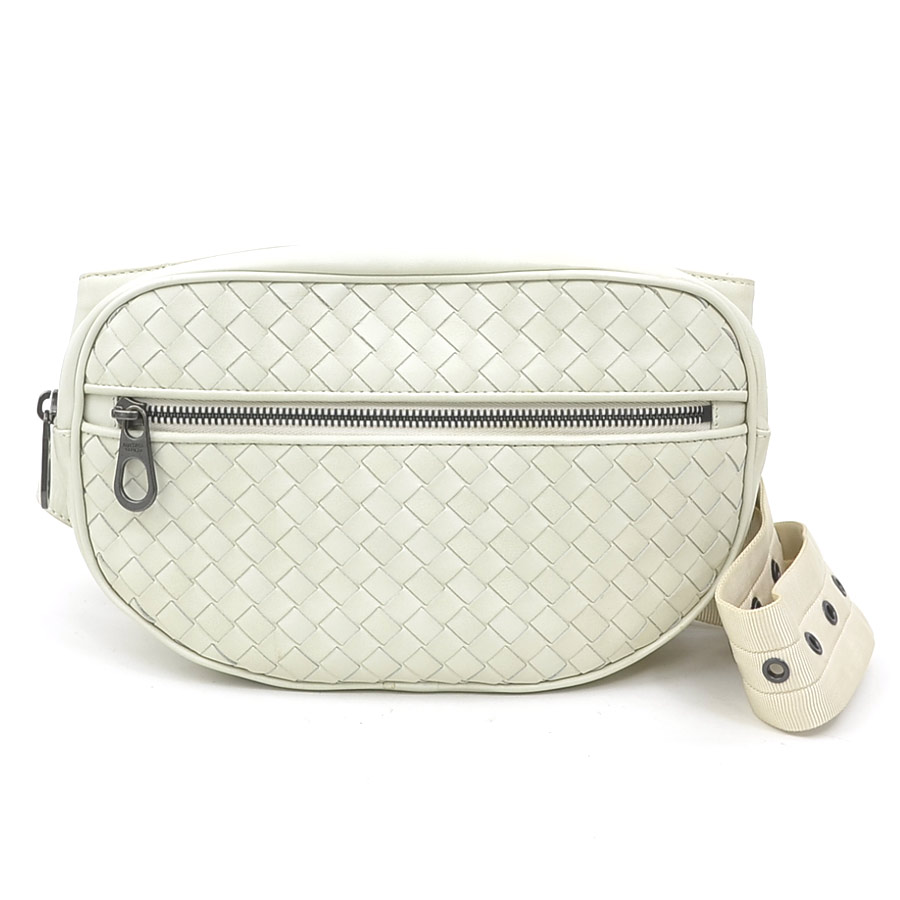 ボッテガヴェネタ BOTTEGAVENETA ウエストバッグ ベルトバッグ イントレチャート レザー アイボリー メンズ e60576a