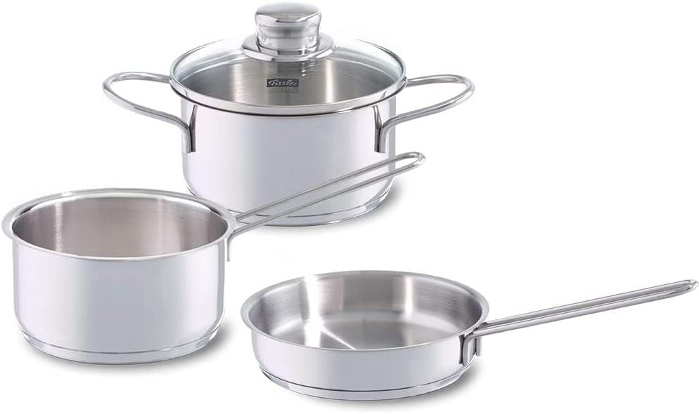 フィスラー(Fissler) 鍋セット ステンレス鍋 スナッキーセット ガス火/IH対応 キャセロール ソースパン 14cm フライパン 16cm 【日本正規販売品】 08-316-03-A シルバー