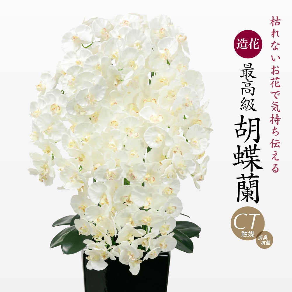 造花 最高級胡蝶蘭 大輪 ホワイト 11本立ち 陶器鉢 SC/CT触媒