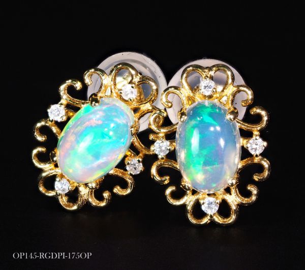 18金 天然石 オパール ダイヤモンド ピアス ハート プレゼント 最高 74