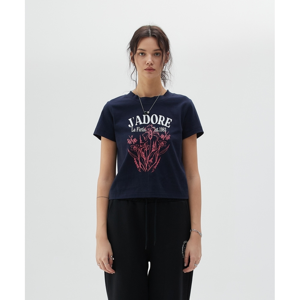 LARTIGENT LY フラワーTシャツ(ネイビー)