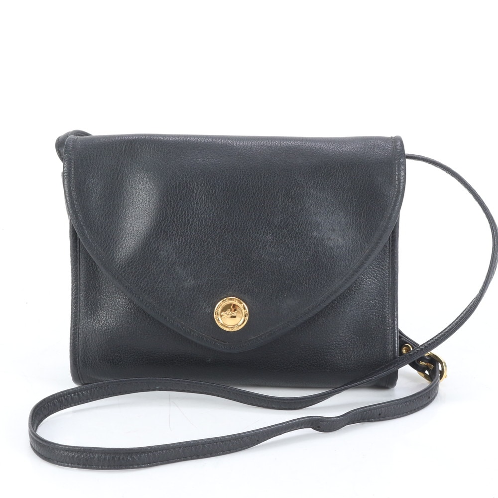 美品 ヴィンテージ レザー ショルダーバッグ 斜め掛け ハンド トート ブラック 黒 レディース EUE CQ9-10 中古