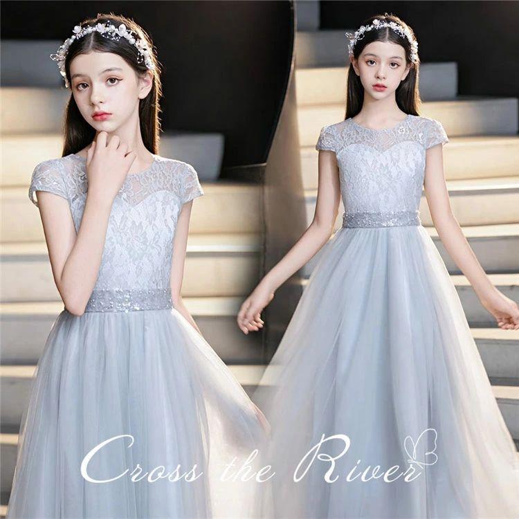 [新品追加/営业促进]ピアノ発表会 ドレス 子供 ドレス 演奏会 ロングドレス ピアノ 発表会 中学生 キッズ ドレス ジュニア 女の子 ロング丈 ワンピース メッシュ コンクール 小学生