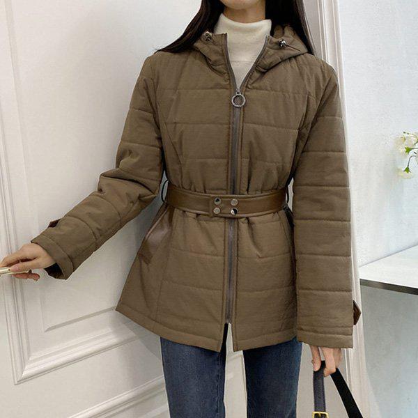 Hスタイル(WG)キルティングベルト野暮ったい冬 女性 ミシ 野暮ったい パディング ジャンパー キルティング アウター
