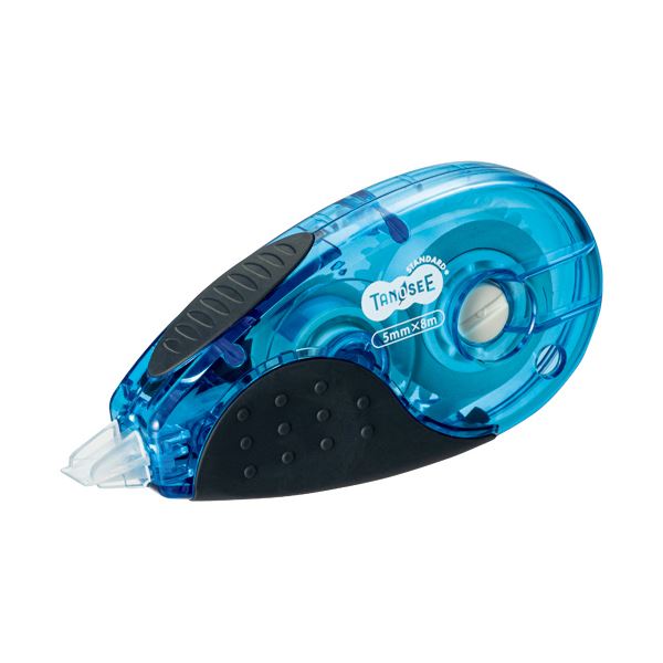 （まとめ） TANOSEE 修正テープタテ引き（使い切り） 5mm幅8m ブルー 1セット（10個） 3セット