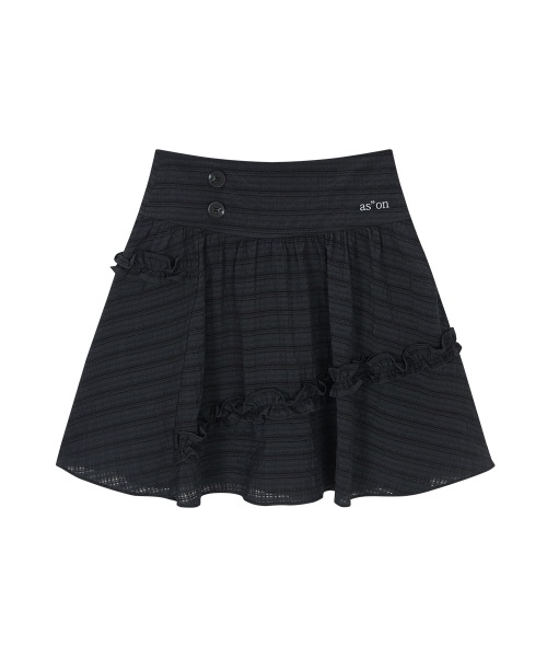 【AS"ON】 BERRY FRILL SKIRT / CHARCOAL 正規品