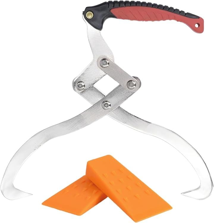 薪 丸太 トング 林業伐採道具 ログリ フティング スキッド 木材 手動 (レッド, 約30cm/開口)