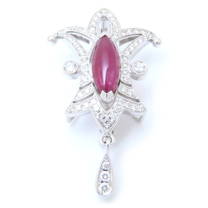 吉田綾子 Ayaco Collection ブローチ ルビー2.23ct ダイヤモンド0.53ct/0.16ct K18WG ホワイトゴールド/293735【中古】