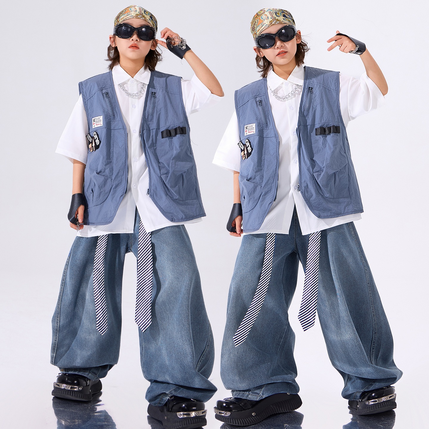 ストリートダンスファッションウェア 男女兼用 男の子用ヒップホップパフォーマンス衣装 ジャージ セットアップ 子供用ドラムセット 男の子用ダンスウェア