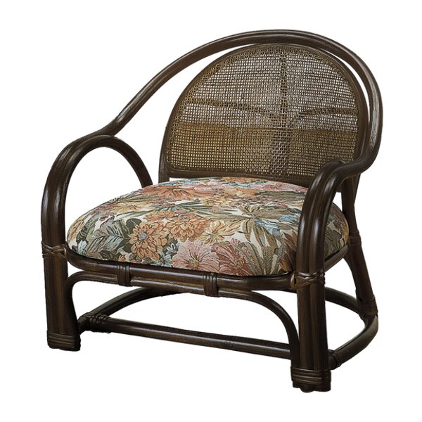 籐 アームチェアー ロータイプ 座面高25cm 椅子 ラタンチェア ラタン製 パーソナルチェア 籐製座椅子 チェア リビングチェア 和モダン 和 アジアン 肘掛け付き クッション