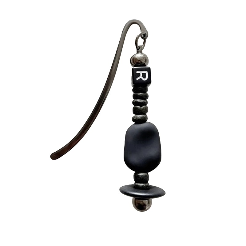 nature beads bookmark black