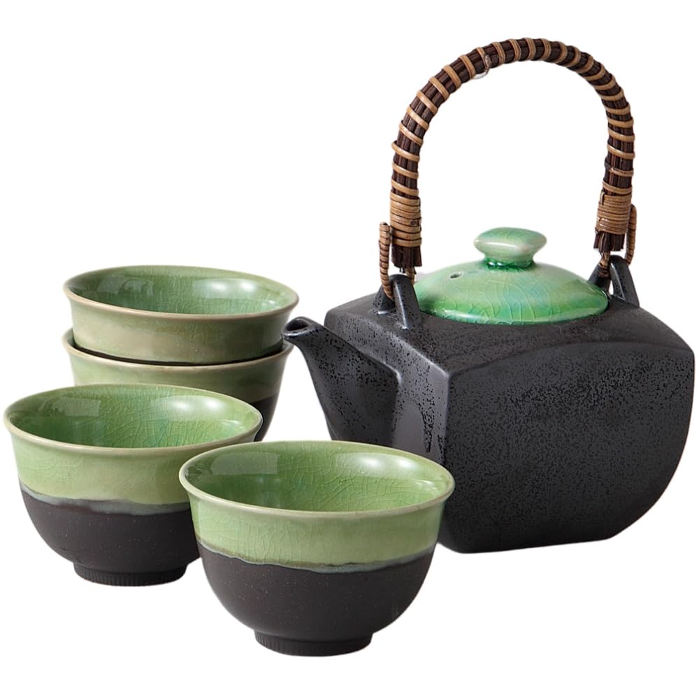 エールネット(Ale-net) 急須 煎茶碗セット 10.9×高さ11.2cm 700cc 春翠茶器揃 茶こし付き 磁器 美濃焼