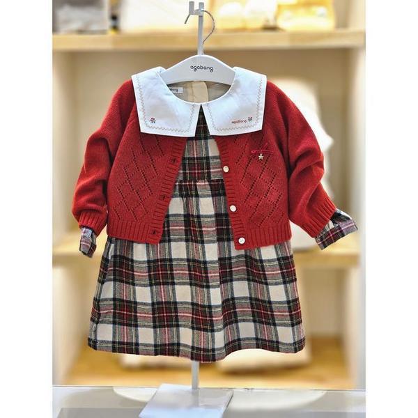セーブゾーン02 レッドチェックワンピース(カーディガン) 02s724054 (S41558027)