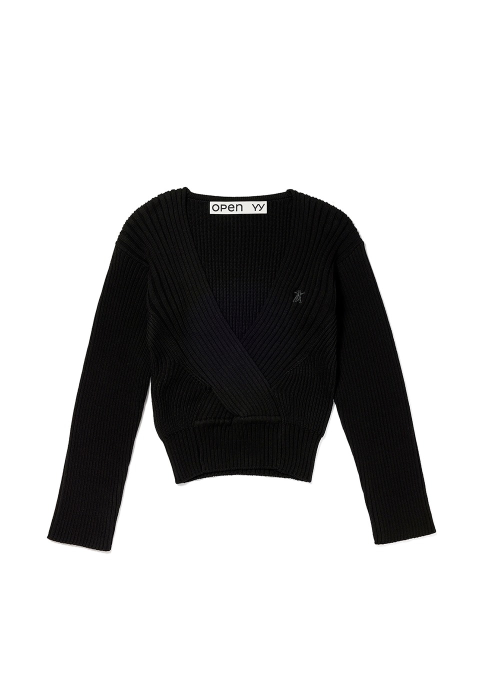 【OPEN Yy】 CRISS CROSS RIBBED PULLOVER : BLACK