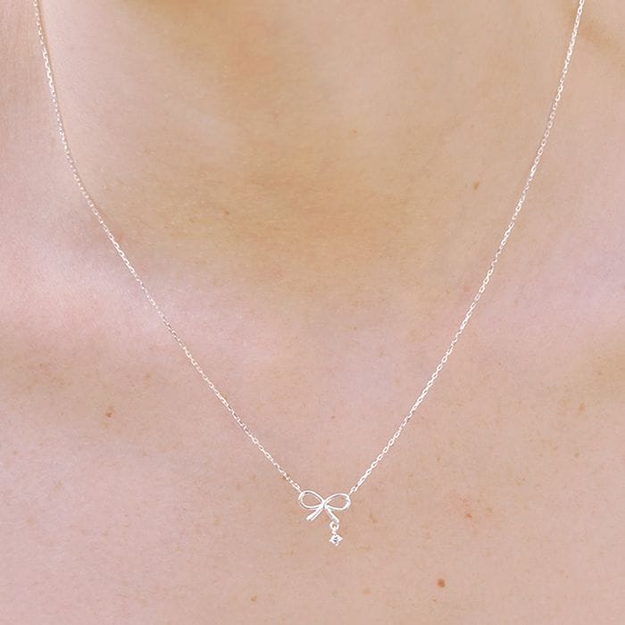 [silver925] dangle ribbon necklace おしゃれ アイドル愛用ブランド 韓国人気 韓国ファッション