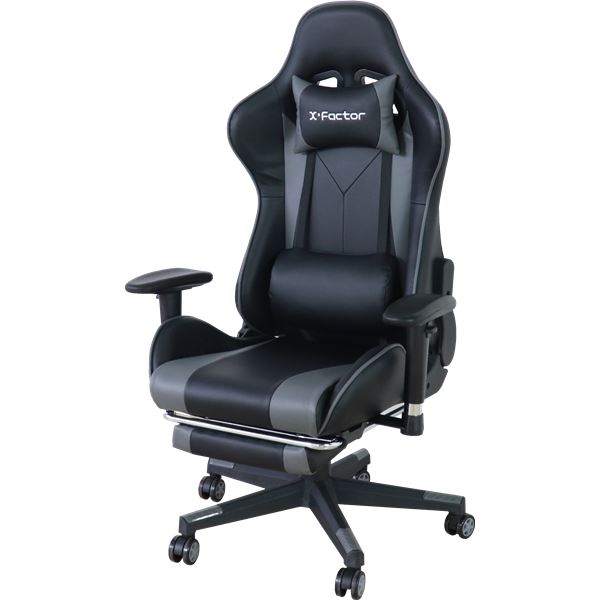 ゲーミングチェア フットレスト付 約W70xD65156xH123133cm グレイ 組立品
