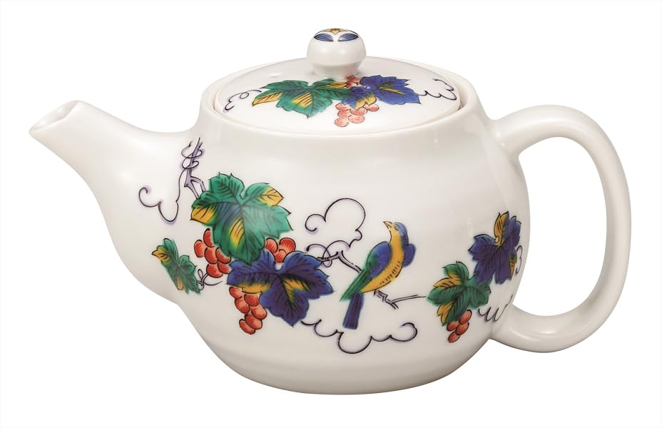 ナカマル『九谷焼』ポット急須鳥ぶどう K9-595