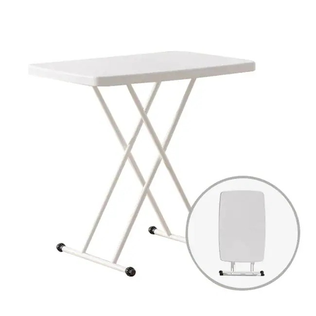 折りたたみテーブル サイドテーブル 高さ3段階調節 幅65cm 折りたたみ 昇降式 テーブル パソコンテーブル ローテーブル リビングテーブル 白 おしゃれ コンパクト 収納 角丸 在宅ワーク