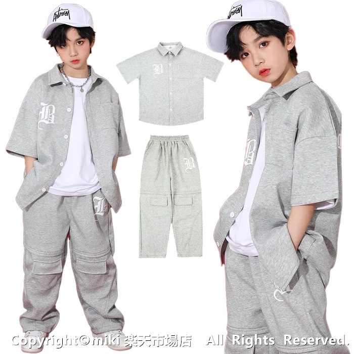 半袖 シャツ パンツ セットアップ ジャケット 上下セット シャツ ダンス衣装 セットアップ 女の子 トップス ガールズ ジャッズ ヒップホップ パンツ キッズ ダンスウェア HIPHOP JAZZ