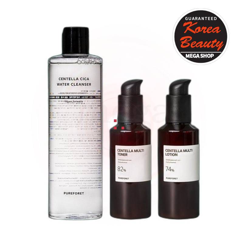 ピュアフォーレ センテラスキンローション ウォータークレンザー 3種セット にきびトラブル 鎮静基礎化粧品セット