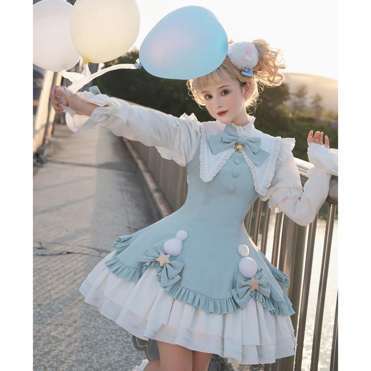 ワンピース 姫 蝶結び鈴 ゴスロリ 女の子 ガールズ フリル ペプラムスカート レース 姫袖 森ガール お姫様 長袖 ロリータ風 女装 可愛い 大きいリボン 茶話会 仮装 クリスマス 8,891円