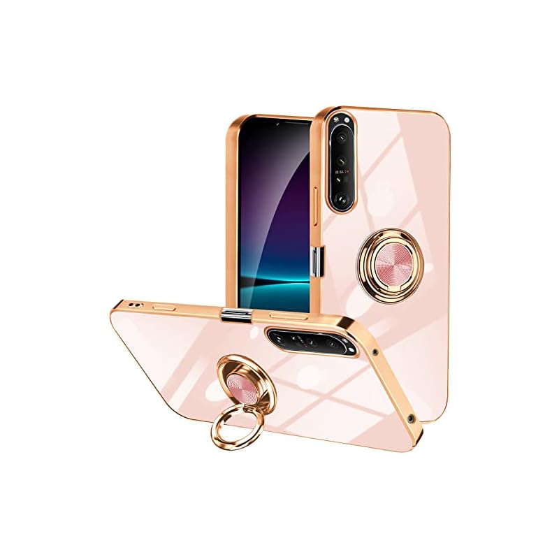 Xperia1 IV ケース リング付き TPU 耐衝撃 液状シリコン SO-51C SOG06 カバー 薄型 軽量 米軍MIL規格取得 衝撃吸収 防指紋 スタンド機能 ストラップホール付き サラサラ