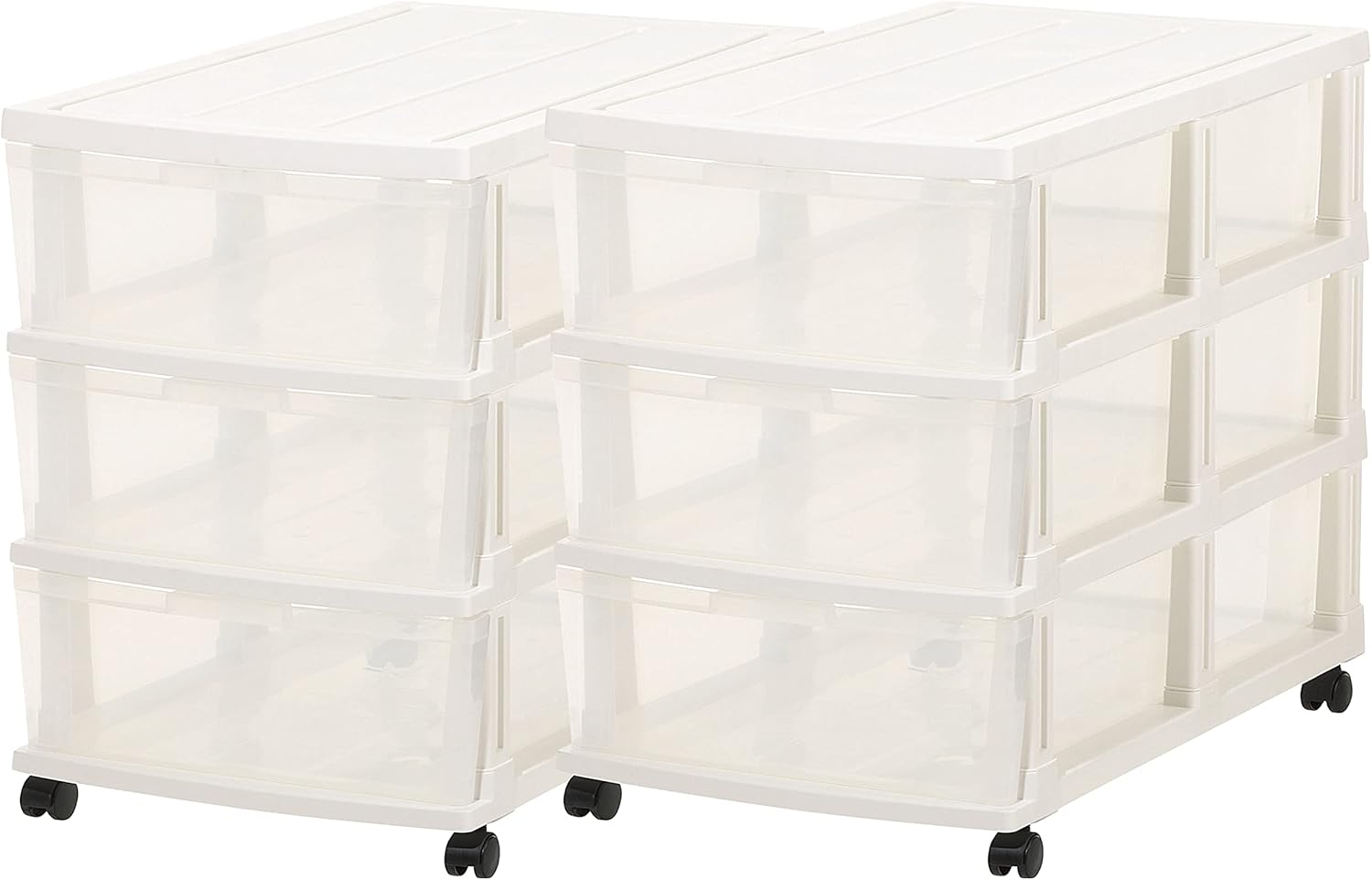 チェスト 3段 ロング ホワイト 2個組【セット買い】【日本製】