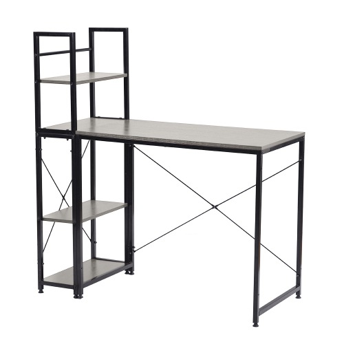 【当日発送&送·料·無·料】【301556IAAオフィスチェア+パソコンデスク セット】【グレー】パソコンデスク デスク ラック付き 木製 ワークデスク 学習デスク-26