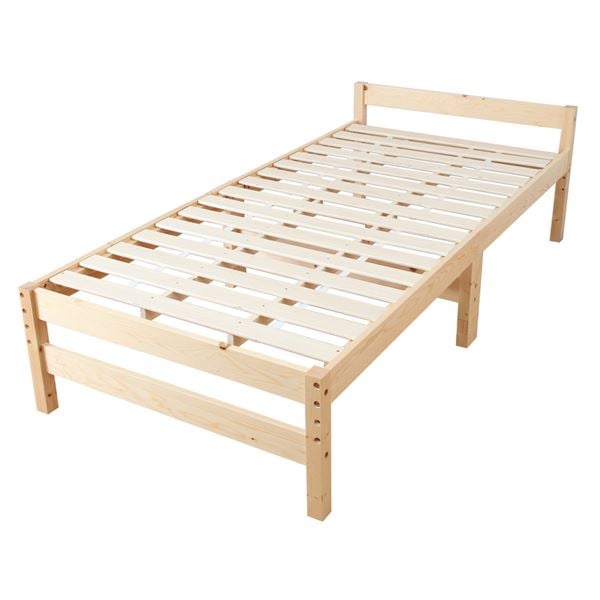 天然木 すのこベッド シングル （フレームのみ） ナチュラル 幅98cm 高さ調節可 ベッドフレーム 寝具 組立品
