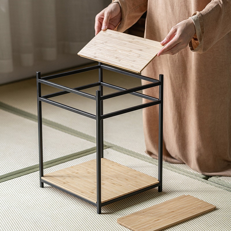 錬鉄製の収納ラックティーラックティーテーブル収納ラック小ティーカップティーポットティーポットティーリーフジャープレースメントラックカンフーティーセットフリーズ