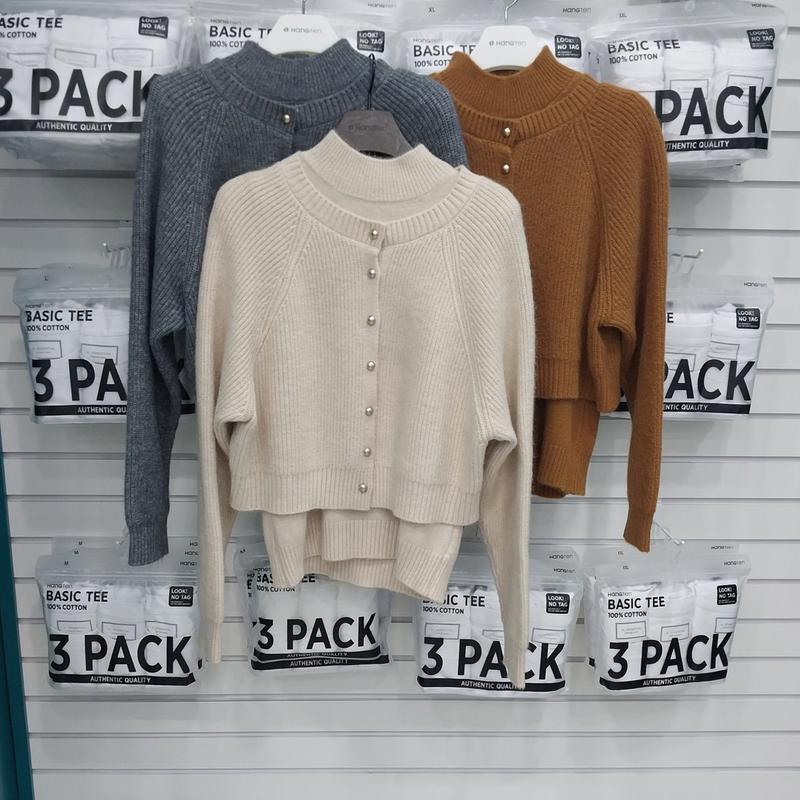 女性ニットモックネックカーディガンセット10540-140-885-37A-SH 5,706円