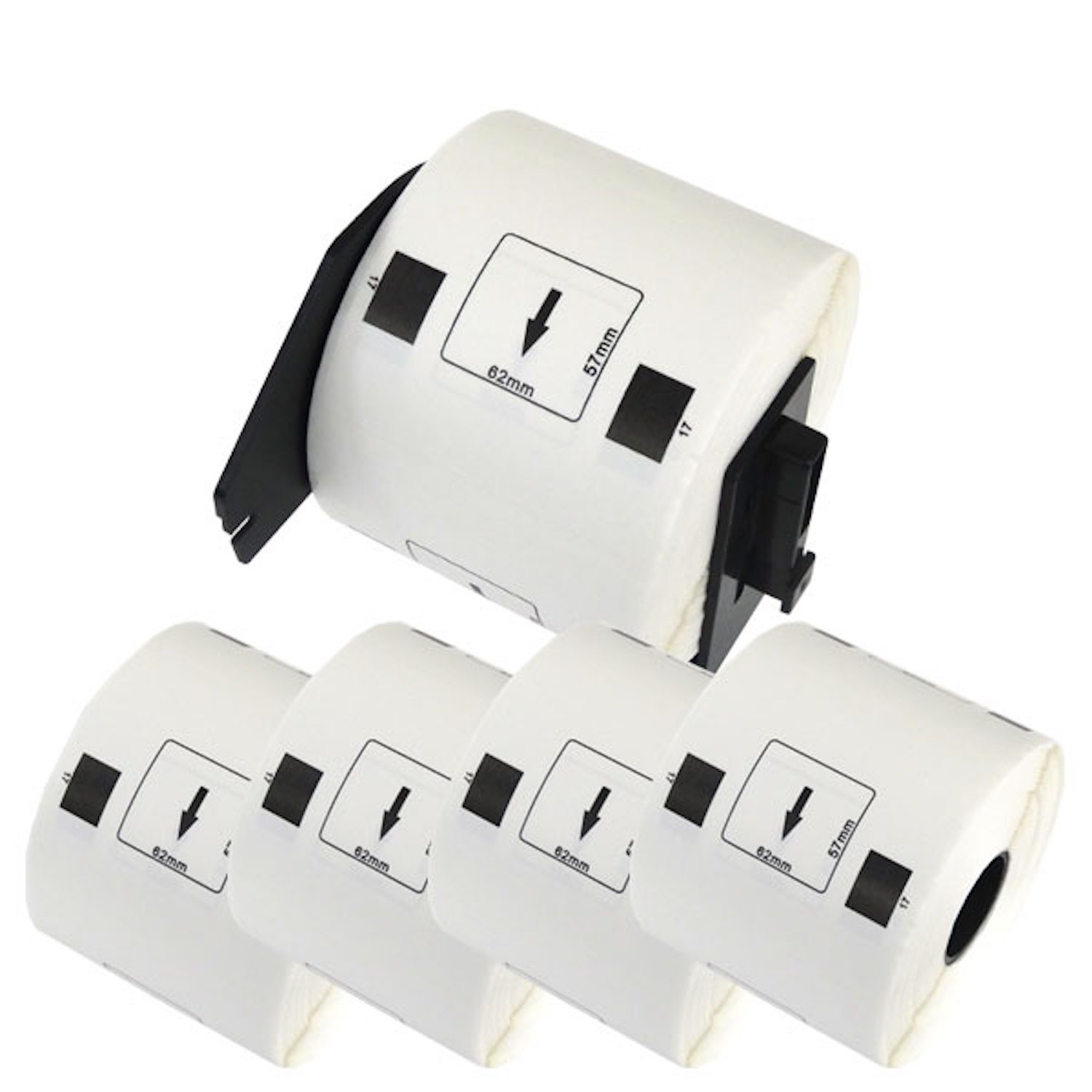 マックス用 感熱紙ラベル ダイカットラベル ELP-L6257N-17 互換品 宛名ラベル 白 62mm×57mm 530枚入り 5個+ホルダー1個セット