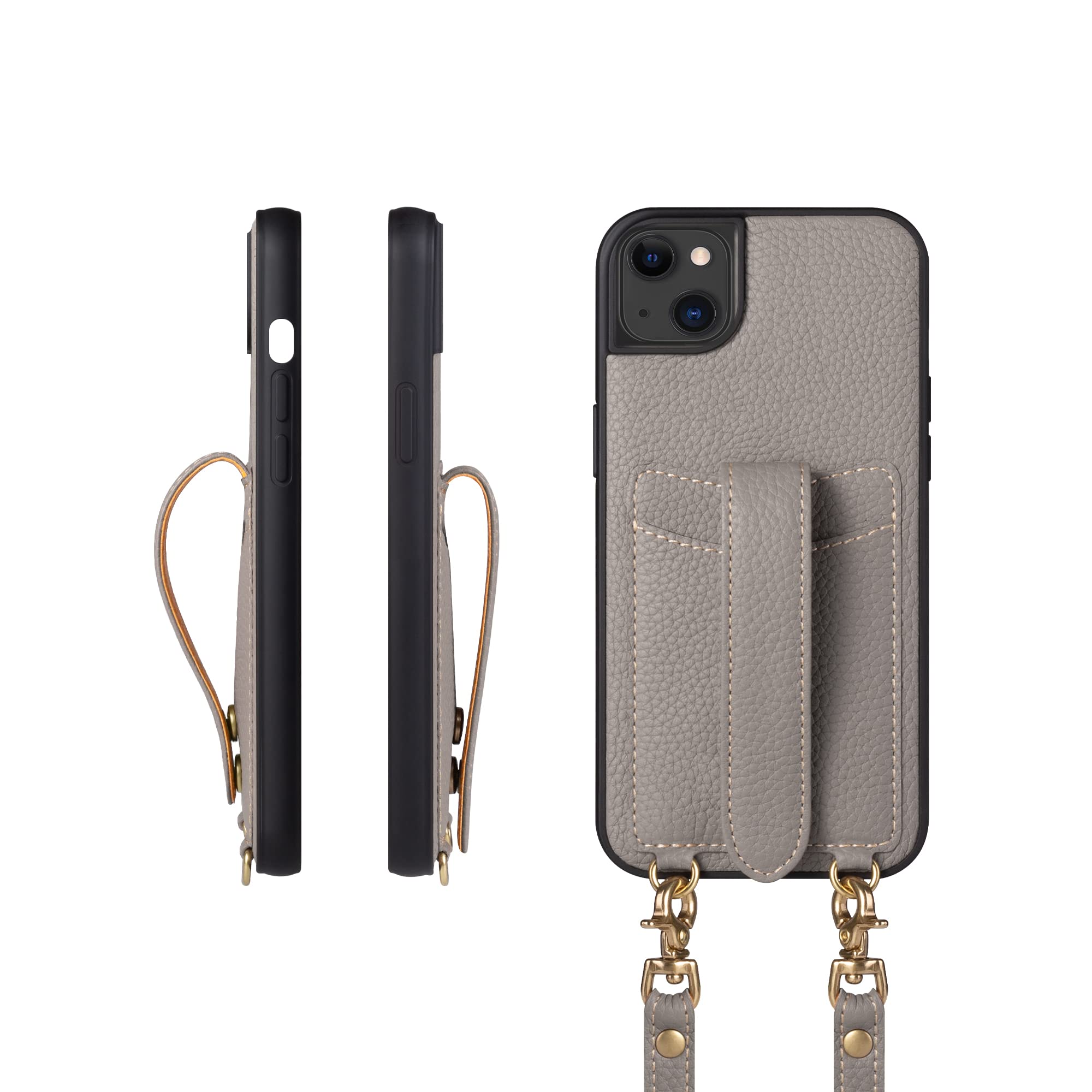 COGURE コグレ iPhone14Plus ケース ショルダーストラップ 本革 カード収納 落下防止 耐衝撃 ギフトボックス付き COPGC グレージュ【Grege】