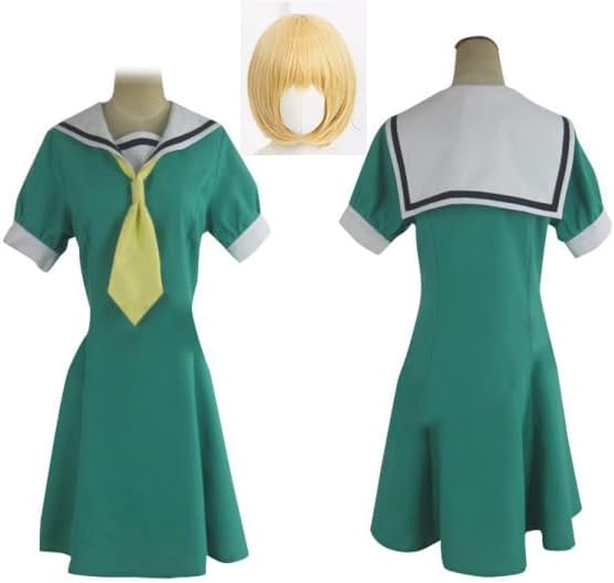 北条 沙都子 コスプレ 衣装 タイツ付き カチューシャ付き ほうじょう さとこ 緑 ワンピース ハロウィン セットアップ 服